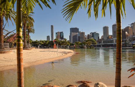 the manmade beach in brisbane is well visited and popular amongst students in Brisbane