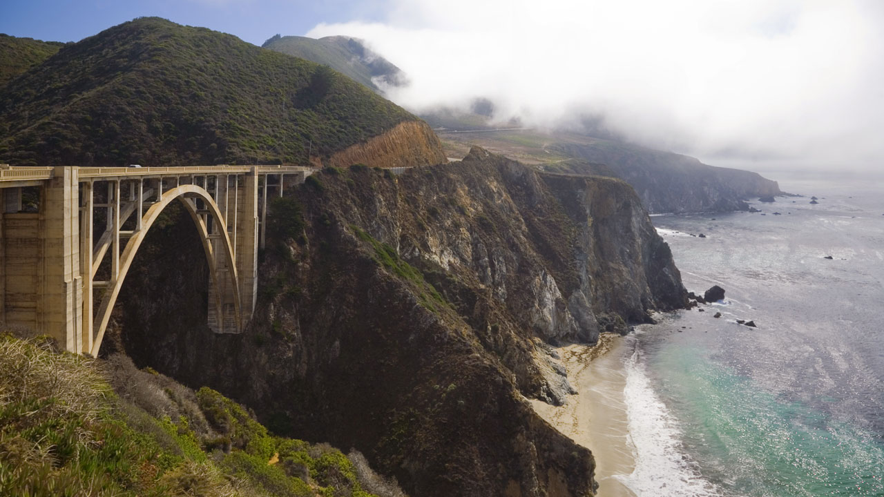 Bixby Creek bridge on California Highway 101, crossing a high cliff right by the ocean