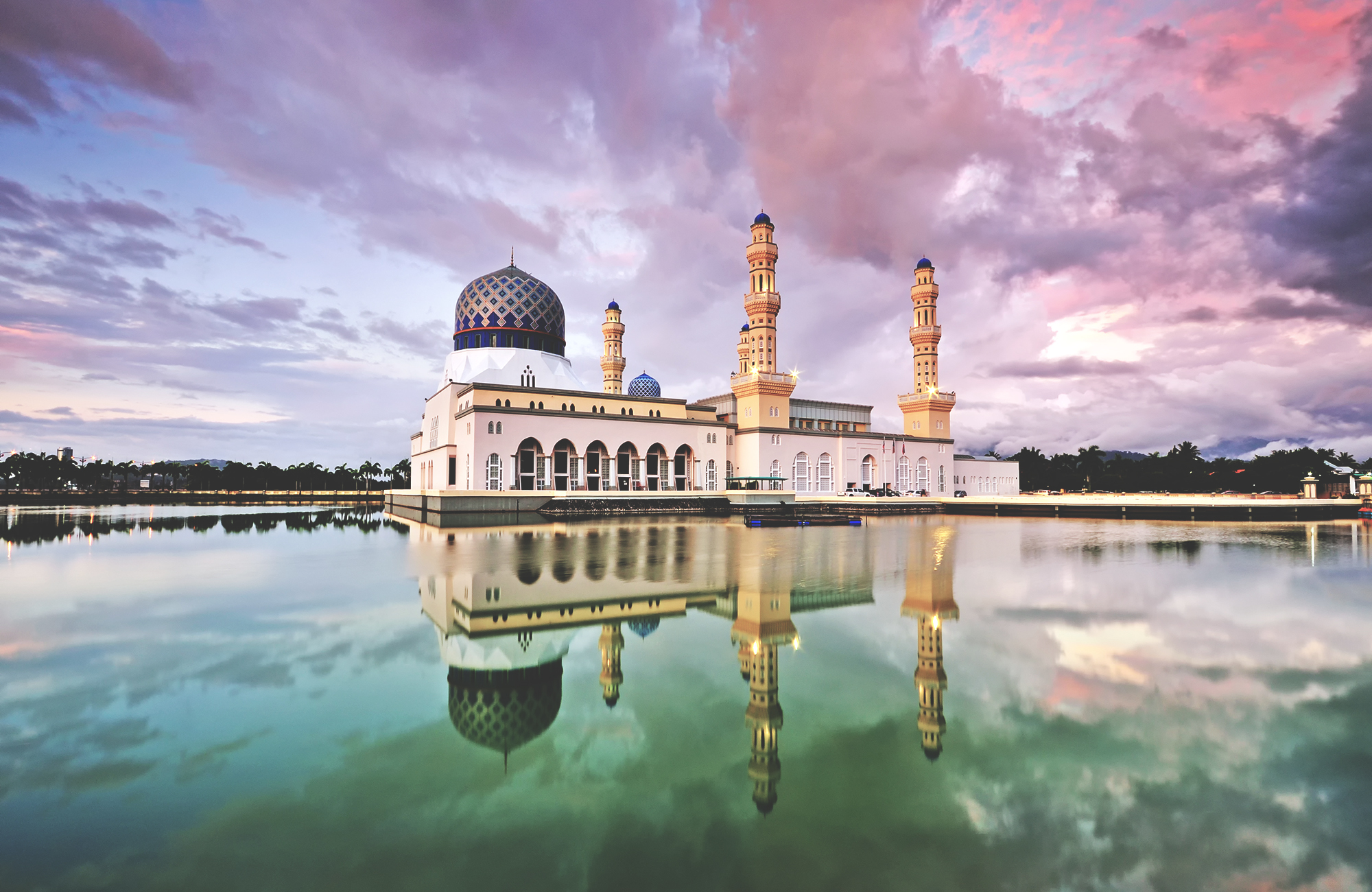 Floating mosque in Kota Kinabalu city on Borneo in Malaysia