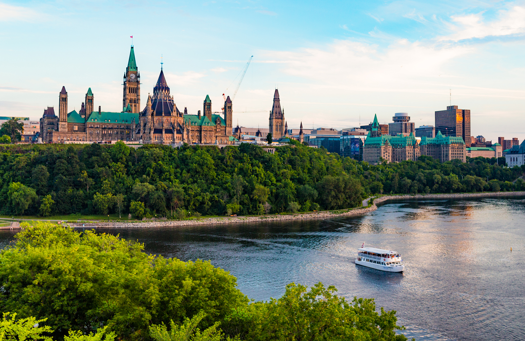 the river and buildings in ottawa in Canada