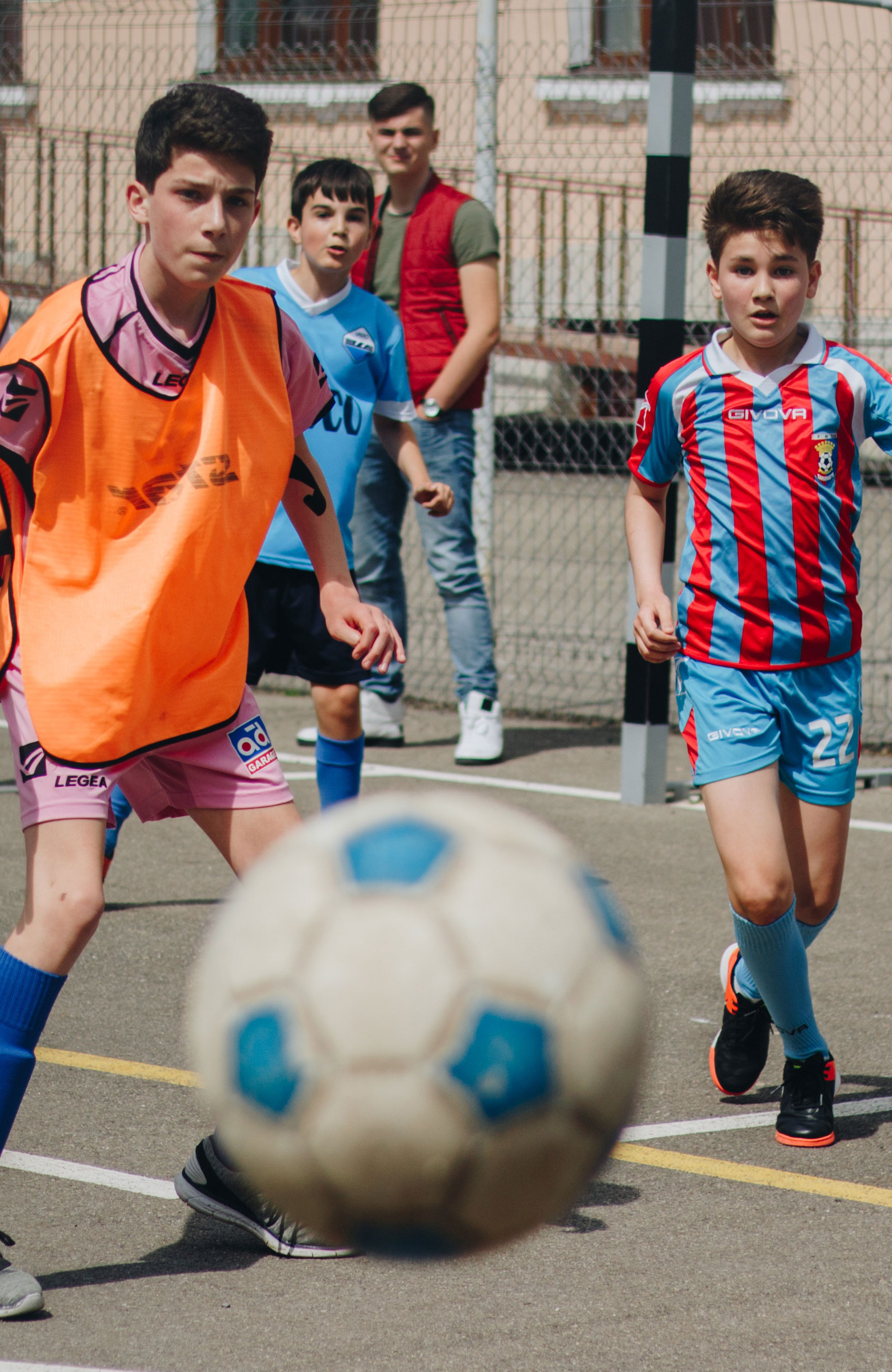 Kids playing football at a volunteering project in Argentina