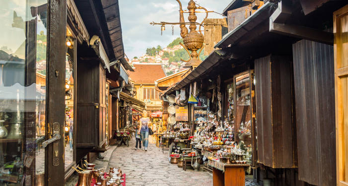 cozy street in the bazaar in sarajevo, bosnia–herzegovina