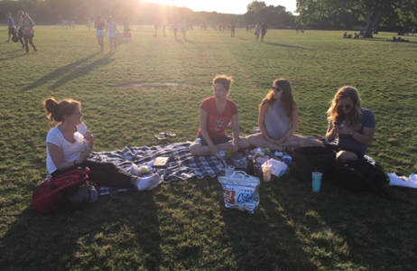 Elin and her internship friends in Austin in Texas doing a picnic
