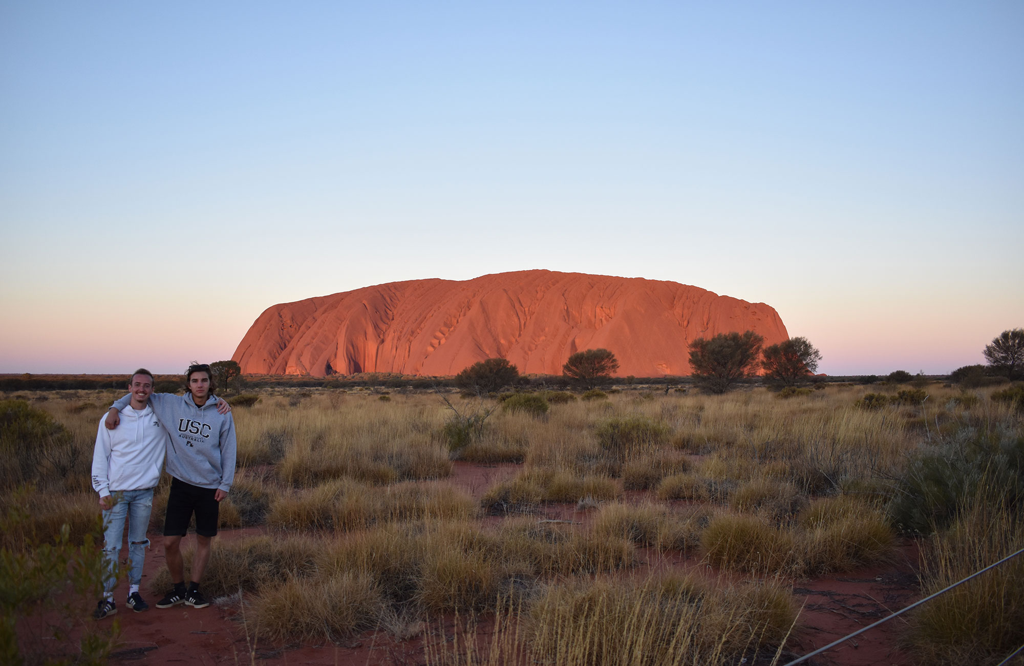 oliver and friend at uluru in australia
