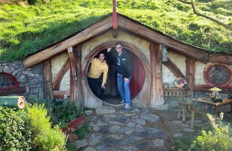 oliver in new zealand at the hobbit house