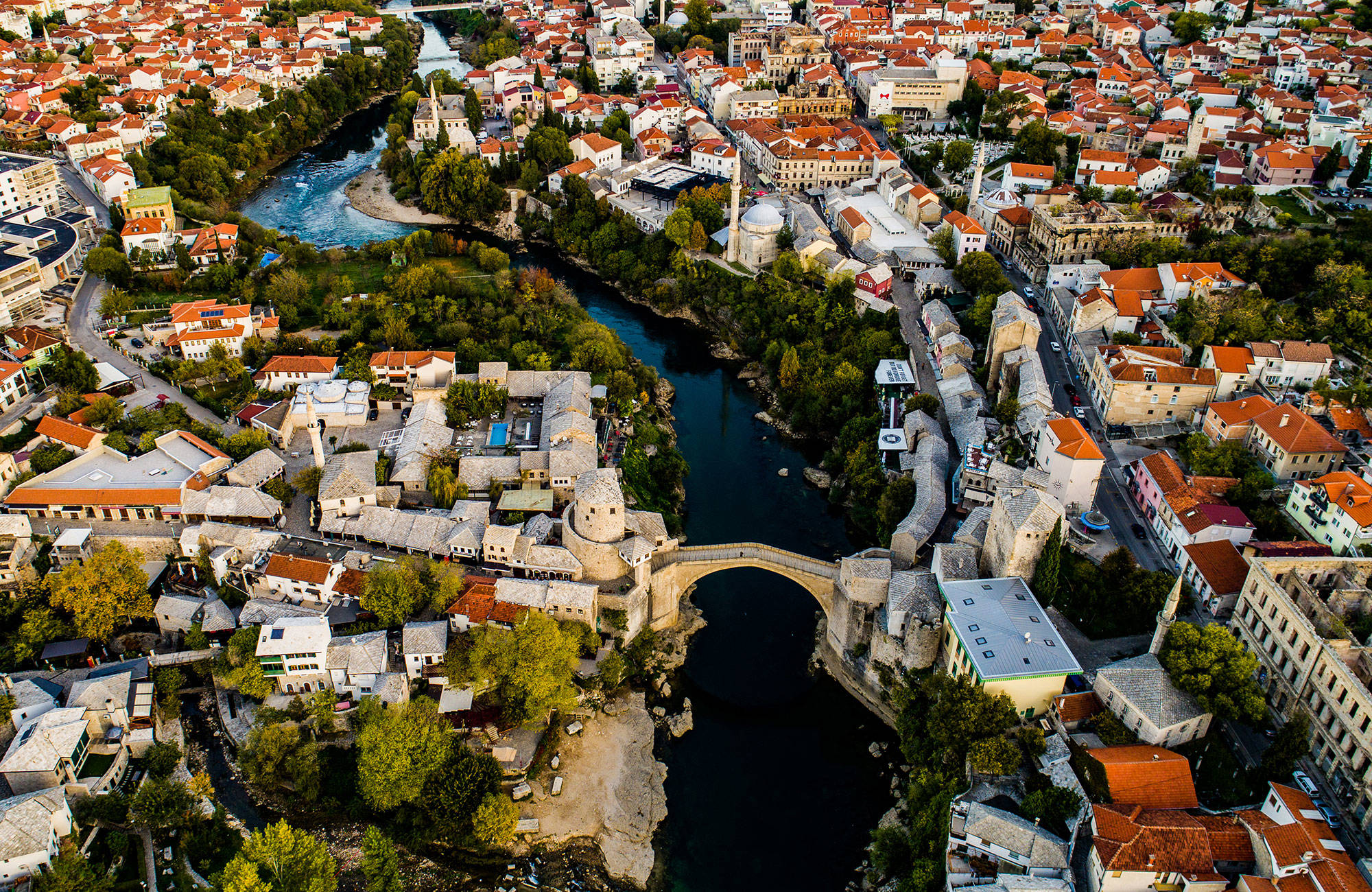 Mostar Bosnia Herzegovina Aerial City River