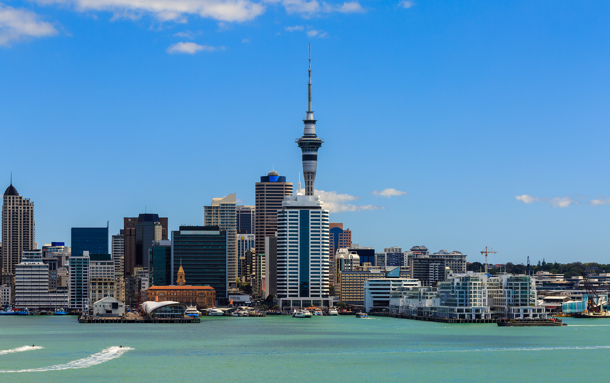 The skyline of Auckland in New Zealand