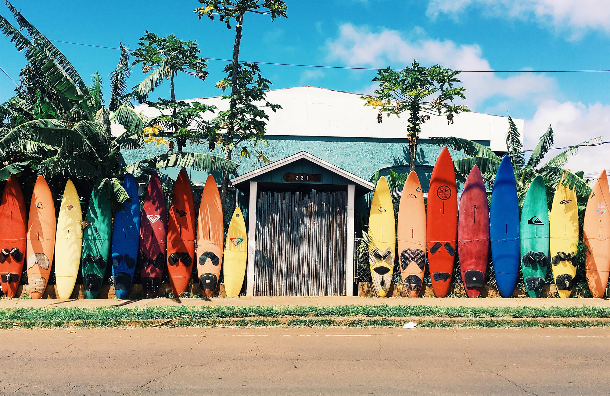 colorful surfboards on Hawaii