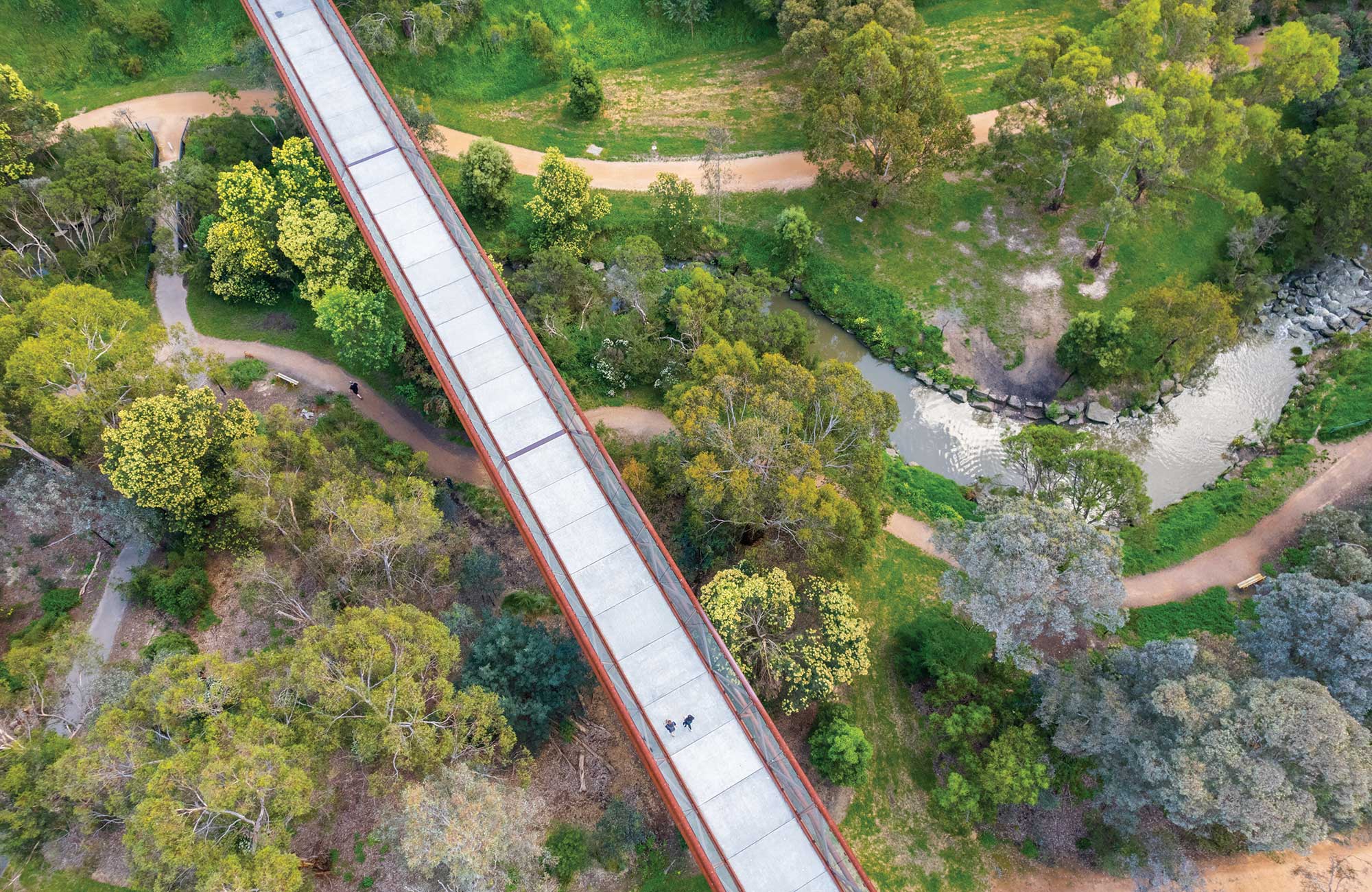Deakin University Bridge And Park From Above