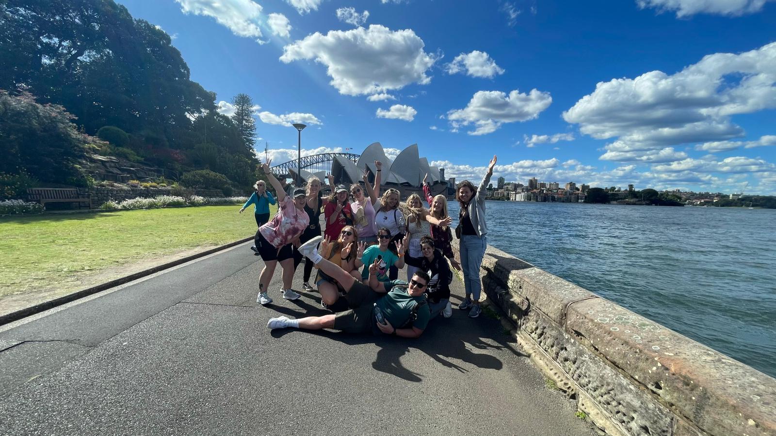 Group of new friends having fun in Sydney on the MeetMe intro week during an Australian Working Holiday