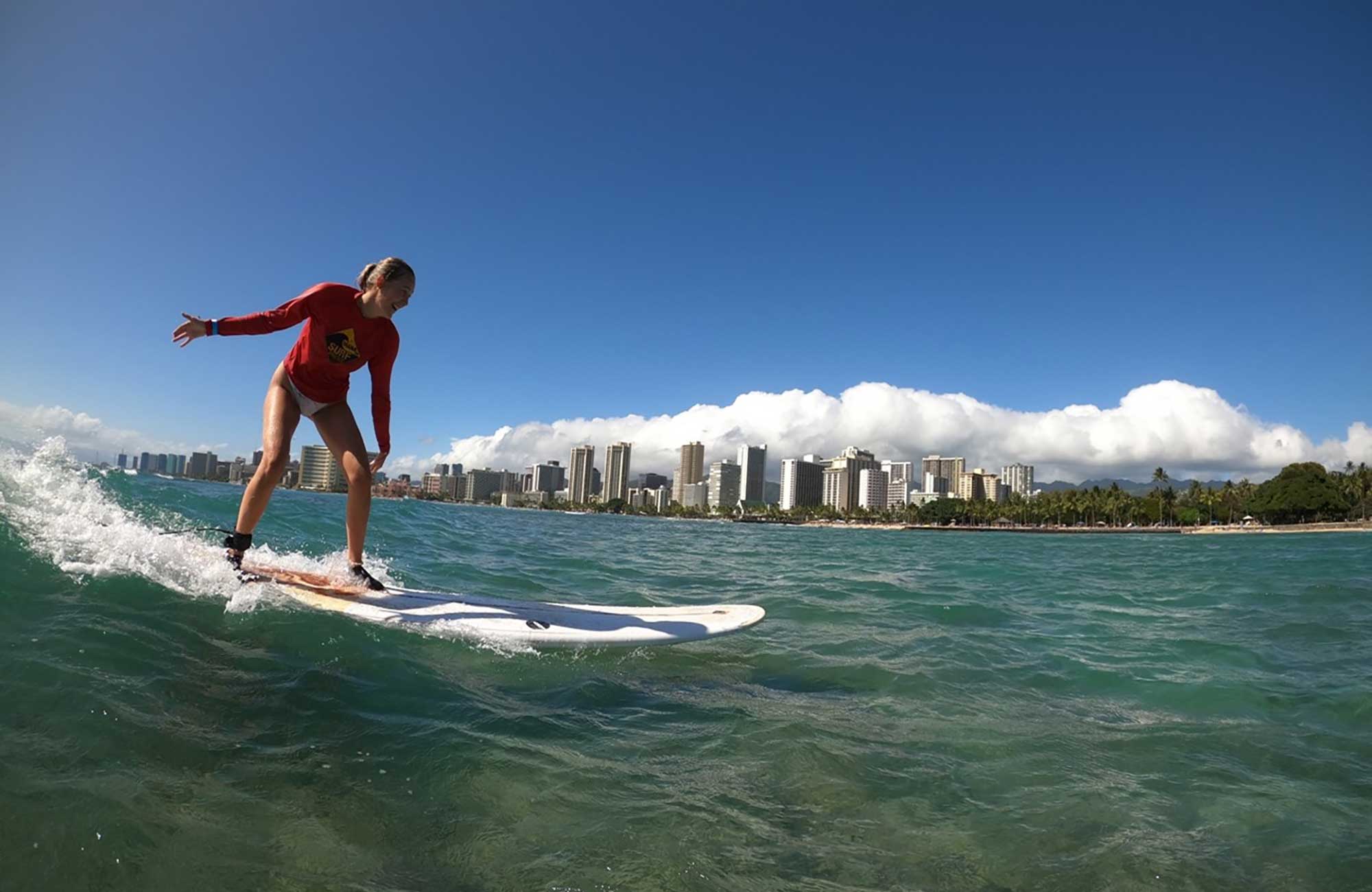 Kaja Surfing In Waikiki Beach