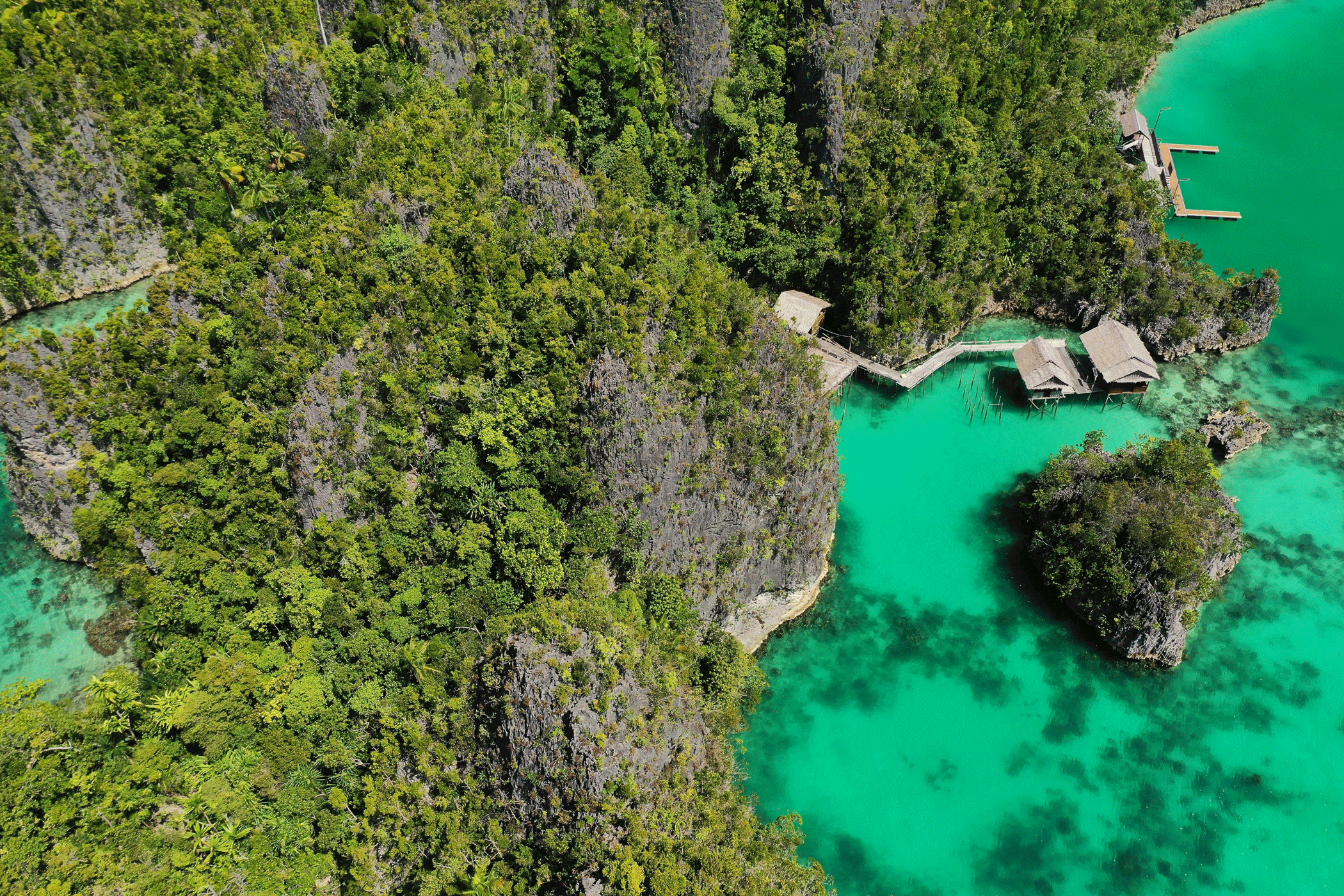 Drone View Resort On Raja Ampat In Indonesia