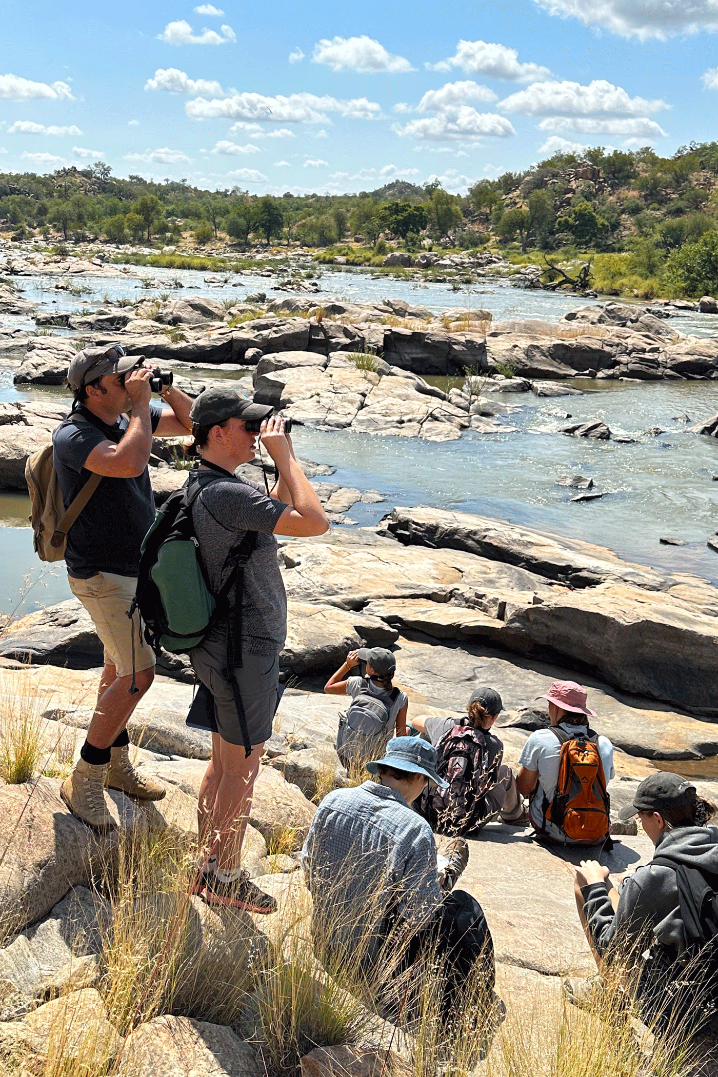 Volunteers at the Botswana Wild wildlife conservation project participating in the crocodile census