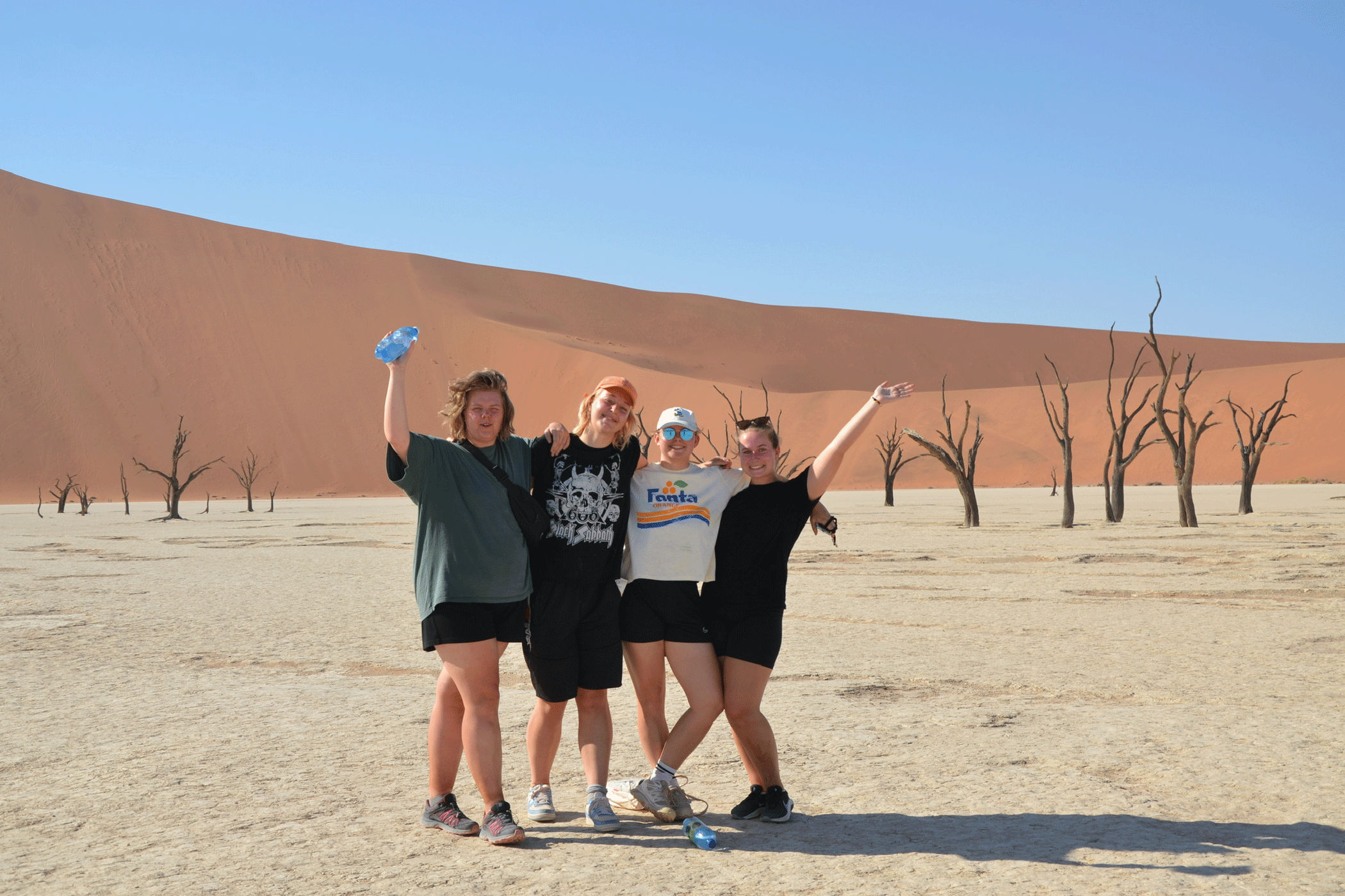 Thea and part of her group at Deadvlei in the desert in Namibia