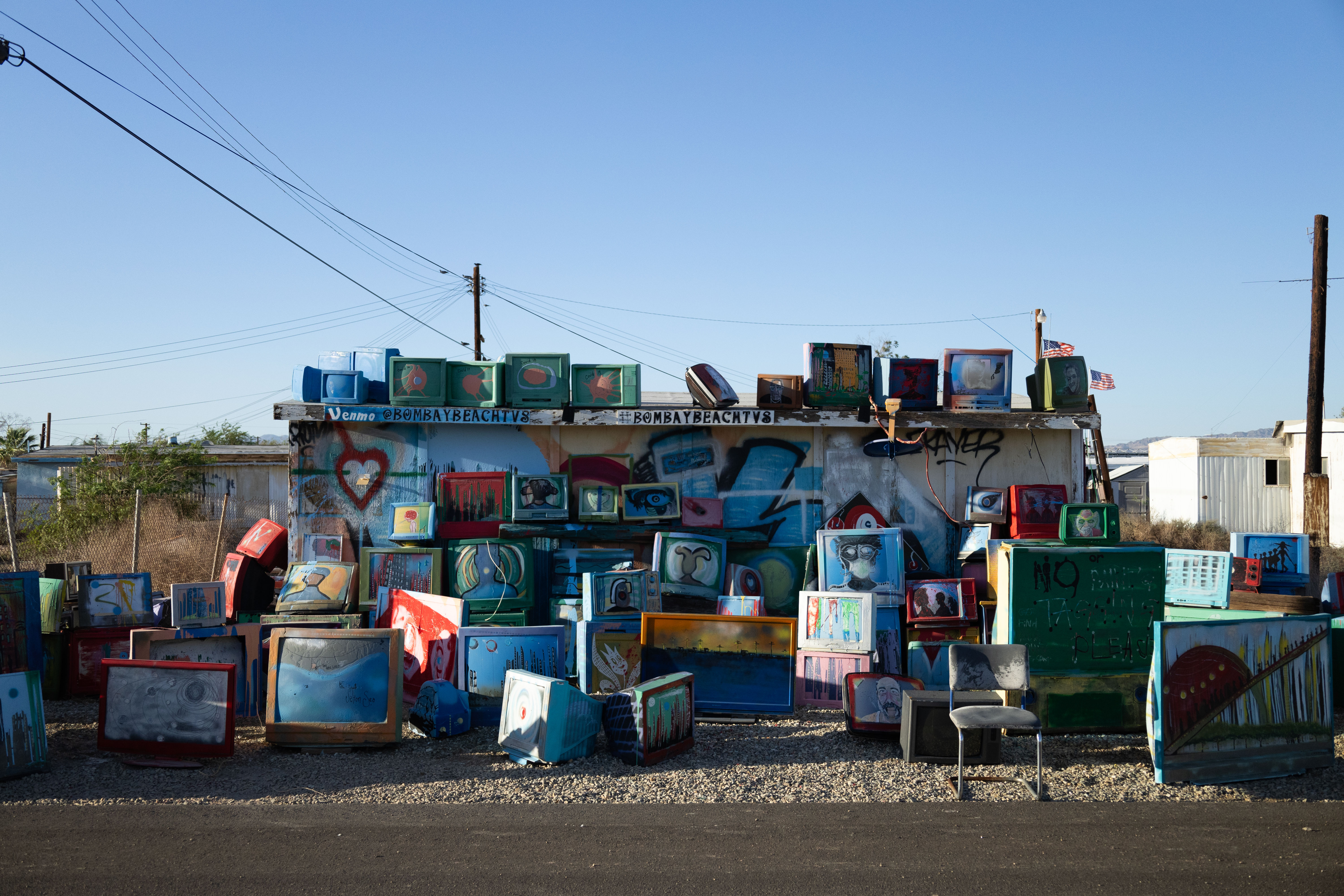 Art installation made of TV's at the Salton Sea in California, USA